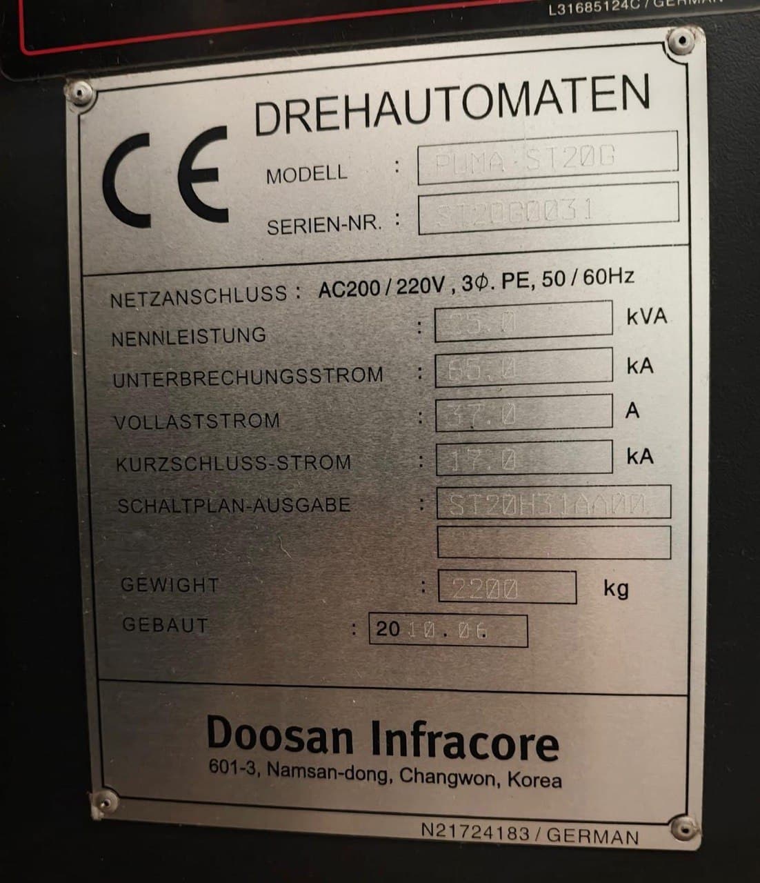 Автомат продольного точения DOOSAN Puma ST 20G-ID17911