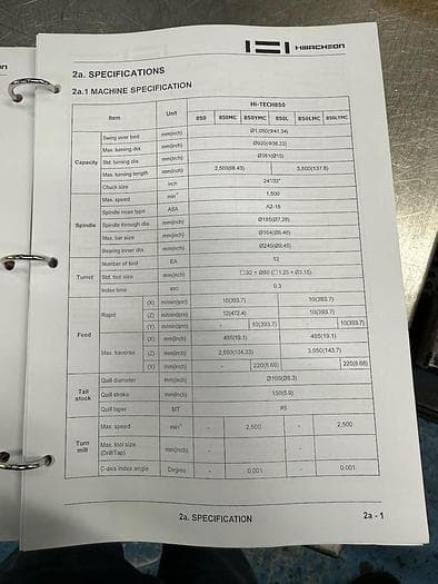 Горизонтальный токарно-фрезерный обрабатывающий центр с ЧПУ 2014 HWACHEON Hi-TECH 850L YMC-ID17135