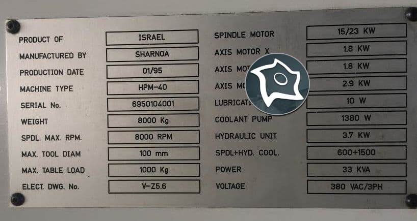 Обрабатывающий центр вертикальный SHARNOA HPM-40-ID12636