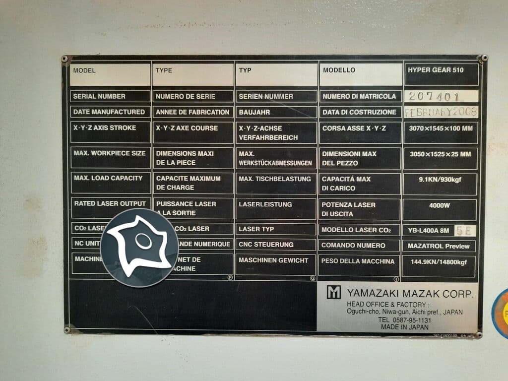 Станок для лазерной резки Mazak Hyper Gear 510-ID15007