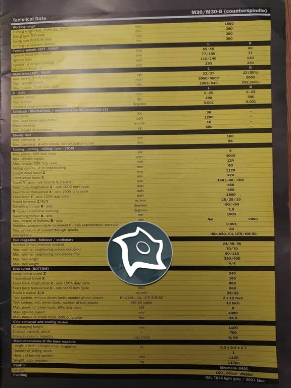Токарно-фрезерный центр с ЧПУ WFL M-30 Millturn-ID12794