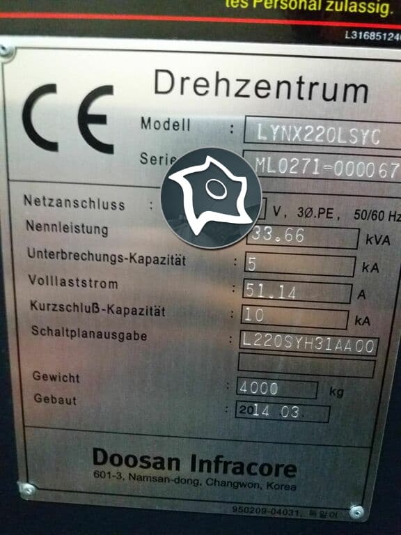 Токарный обрабатывающий центр с осью Y с ЧПУ DOOSAN Lynx 220 LSYC -ID13882