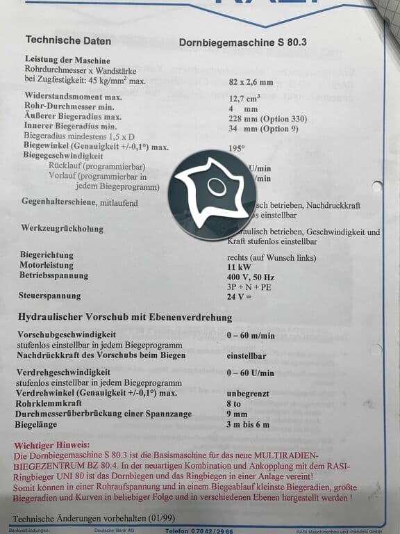 Трубогиб дорновый RASI S 80.3-ID14283