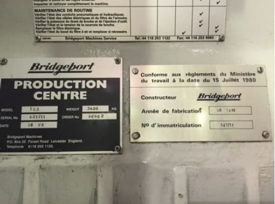 Трёхосевой вертикальный обрабатывающий центр BRIDGEPORT TC3G-ID17065