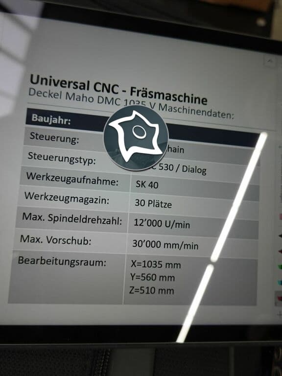 Вертикально-фрезерный станок с ЧПУ DECKEL MAHO DMC 1035 V-ID15905