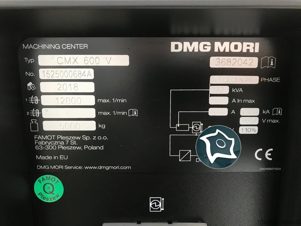 Вертикально-фрезерный станок с ЧПУ DMG MORI CMX 600 V-ID16815
