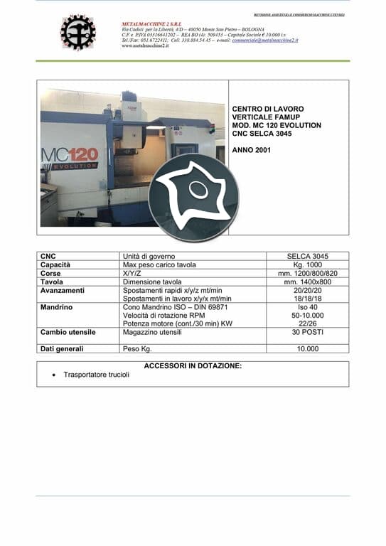 Вертикально-фрезерный станок с ЧПУ FAMUP 120E EVOLUTION-ID12874