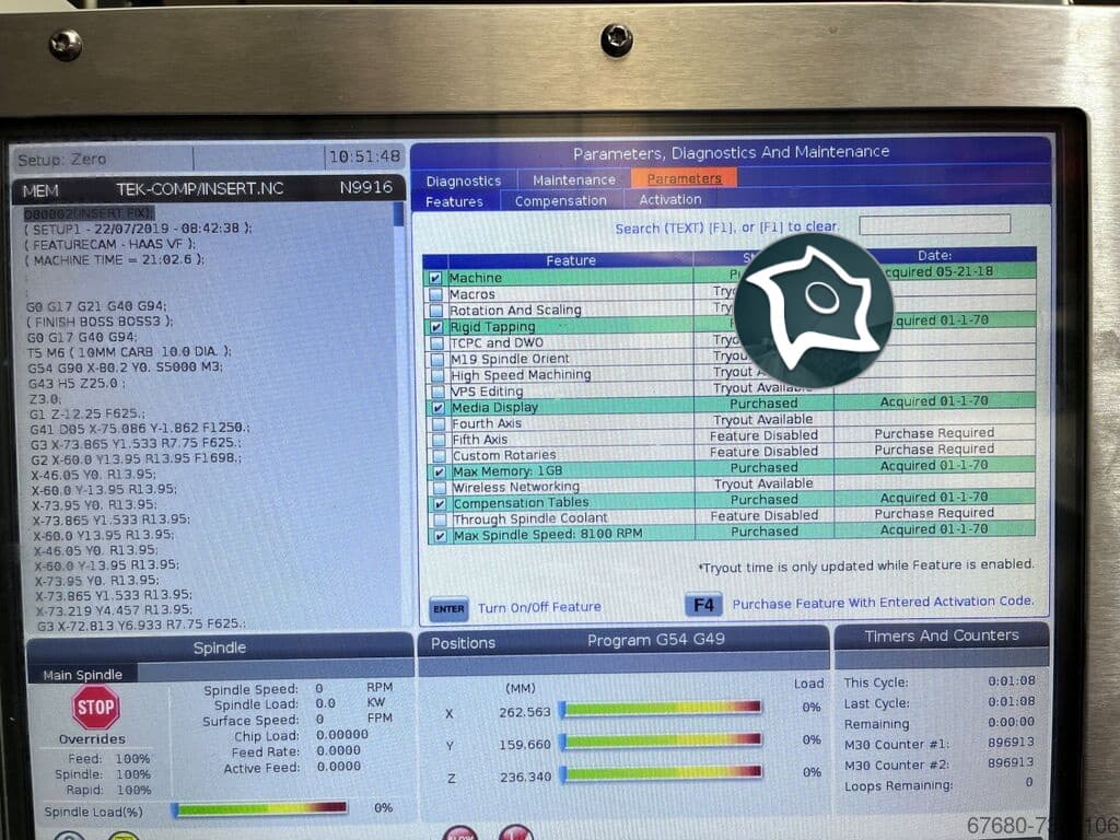 Вертикально-фрезерный станок с ЧПУ HAAS VF-1-ID16719