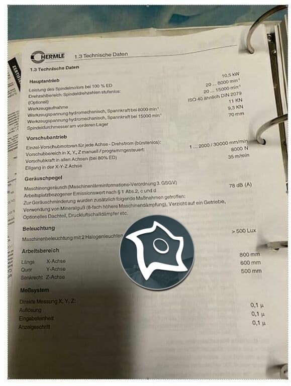 Вертикально-фрезерный станок с ЧПУ HERMLE C 800 U-ID15941