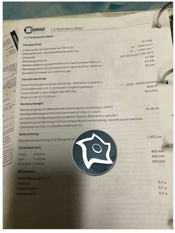 Вертикально-фрезерный станок с ЧПУ HERMLE C 800 U-ID15941