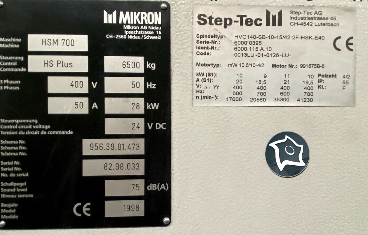 Вертикально-фрезерный станок с ЧПУ Mikron HSM 700 GRAPHITE-ID14528