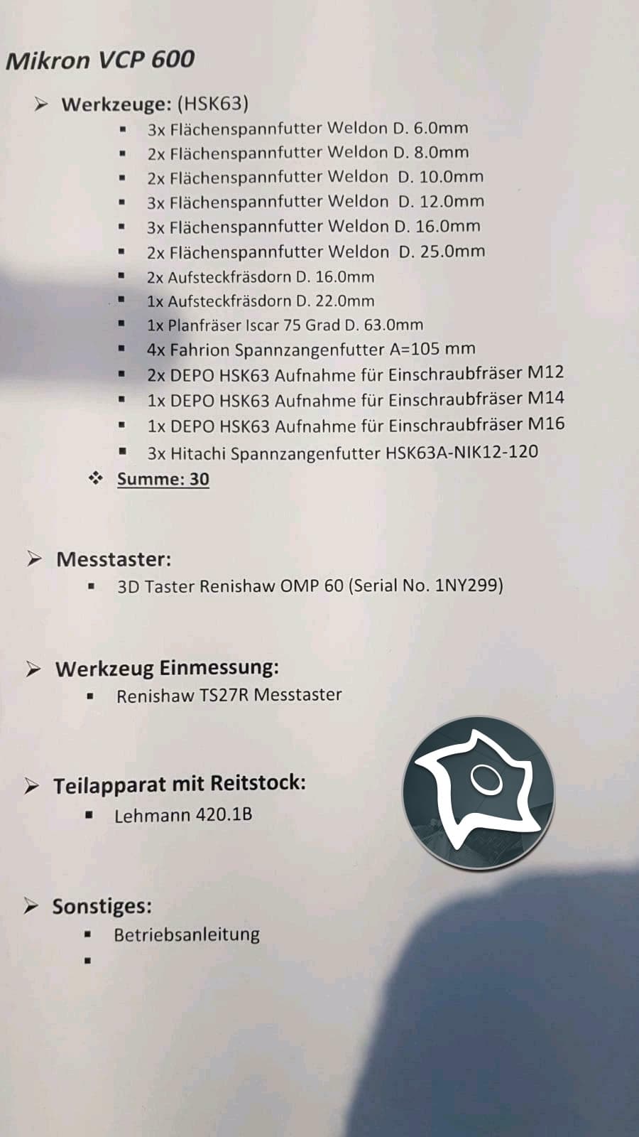 Вертикально-фрезерный станок с ЧПУ Mikron VCP 600-ID15765