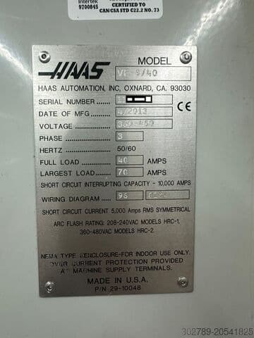 Вертикальный обрабатывающий центр Haas VF-9/40-ID17271
