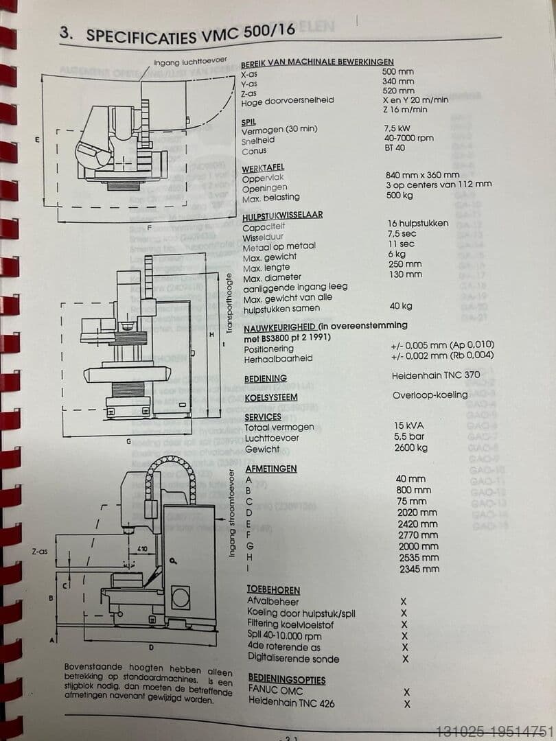 Вертикальний обробний центр з ЧПУ Bridgeport VMC 500-ID17056