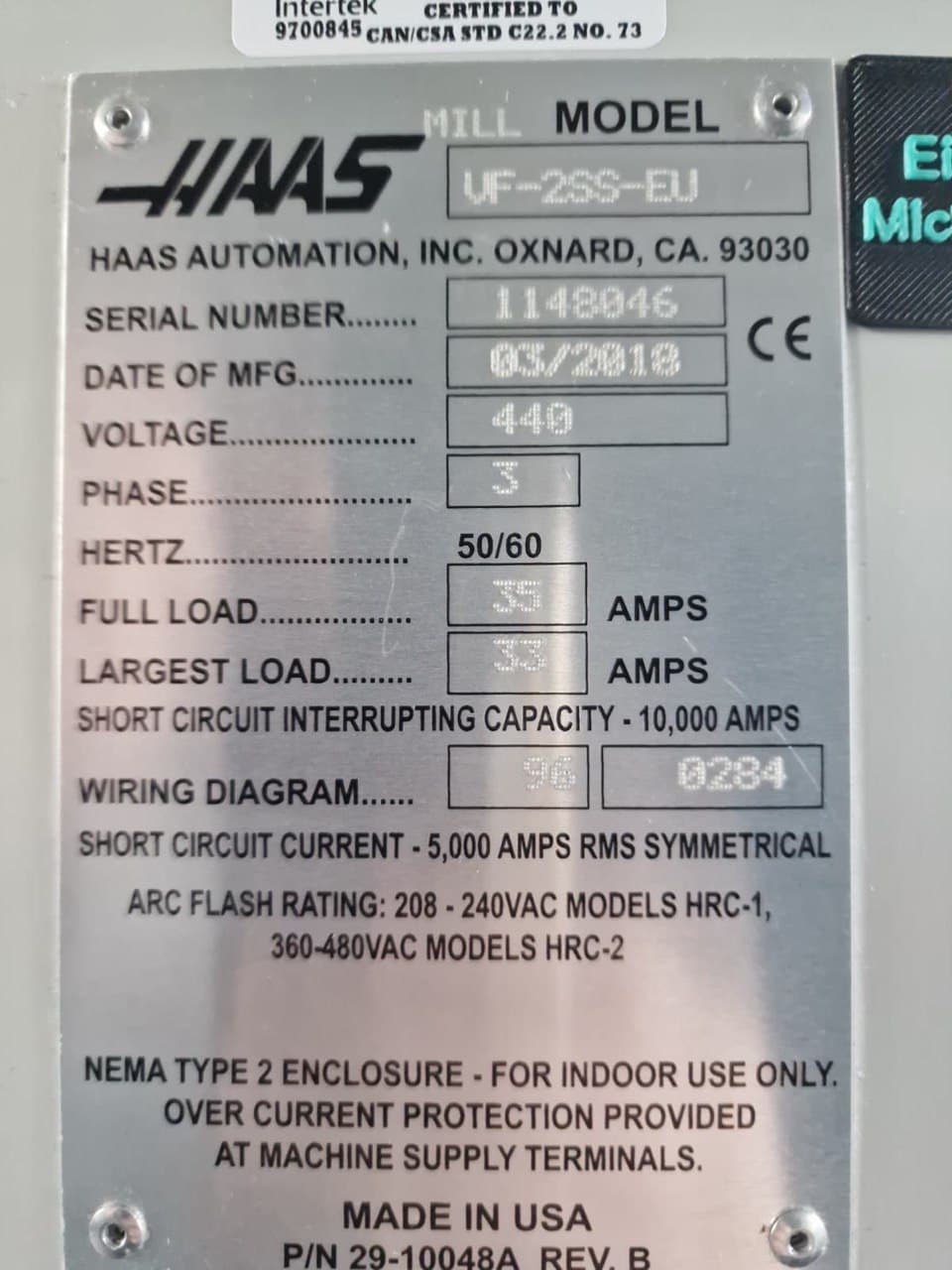 Вертикальный обрабатывающий центр с ЧПУ HAAS VF-2SS-ID17871