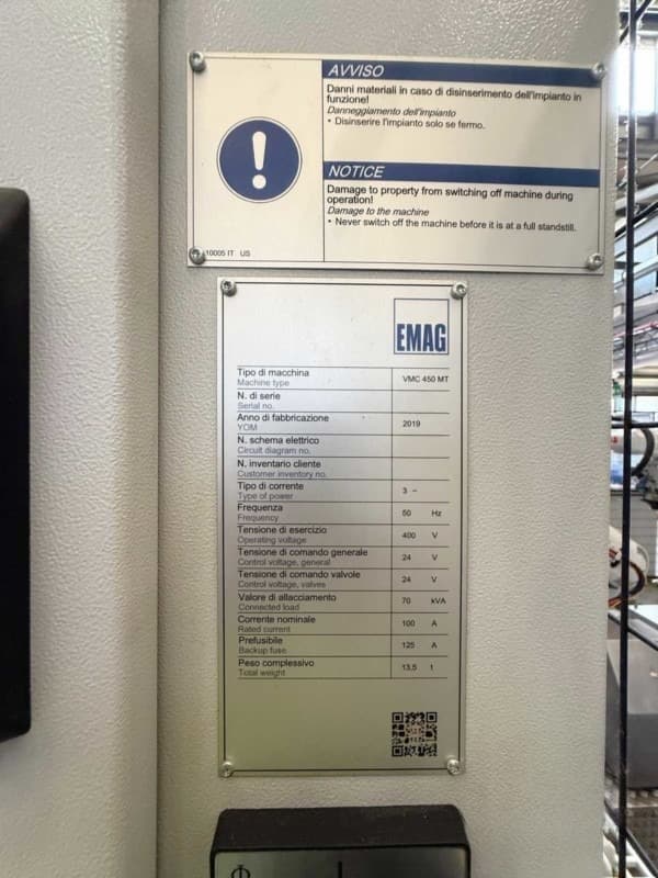 Вертикальный токарно-фрезерный обрабатывающий центр с ЧПУ EMAG VMC 450 MT-ID18009