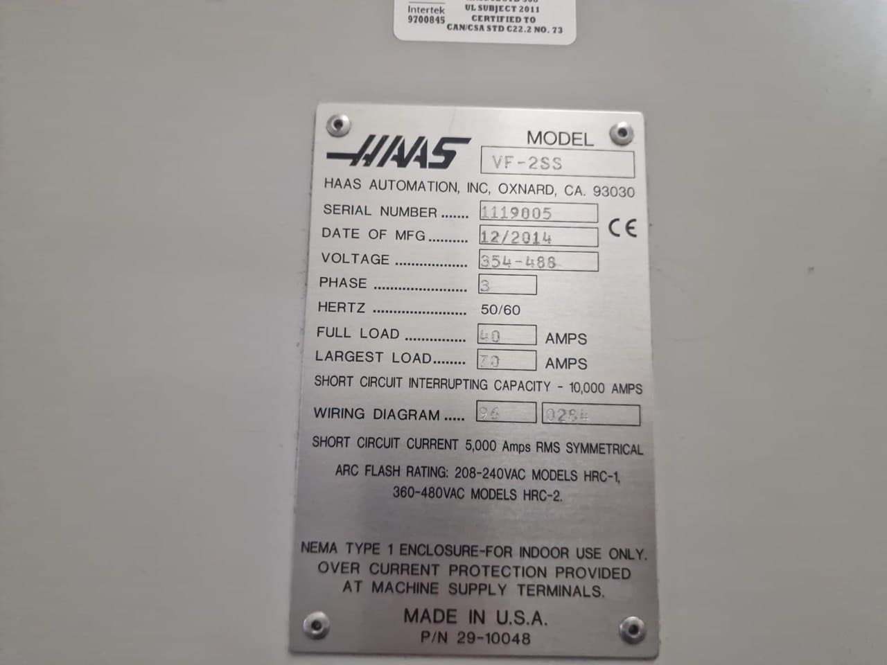 Высокоскоростной вертикальный обрабатывающий центр HAAS с ЧПУ HAAS VF-2SS-ID17983