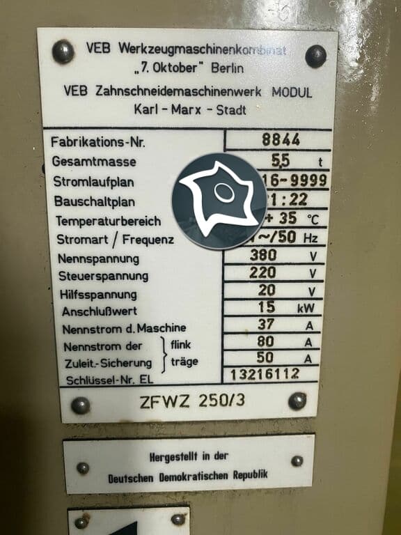 Зубофрезерный вертикальный станок WMW MODUL ZFWZ 250-3-ID15003